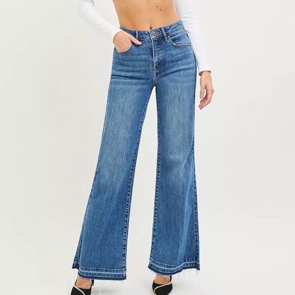 Risen Jeans Denim - RISEN High Rise‎ Wide Leg Jeans With Released Hem